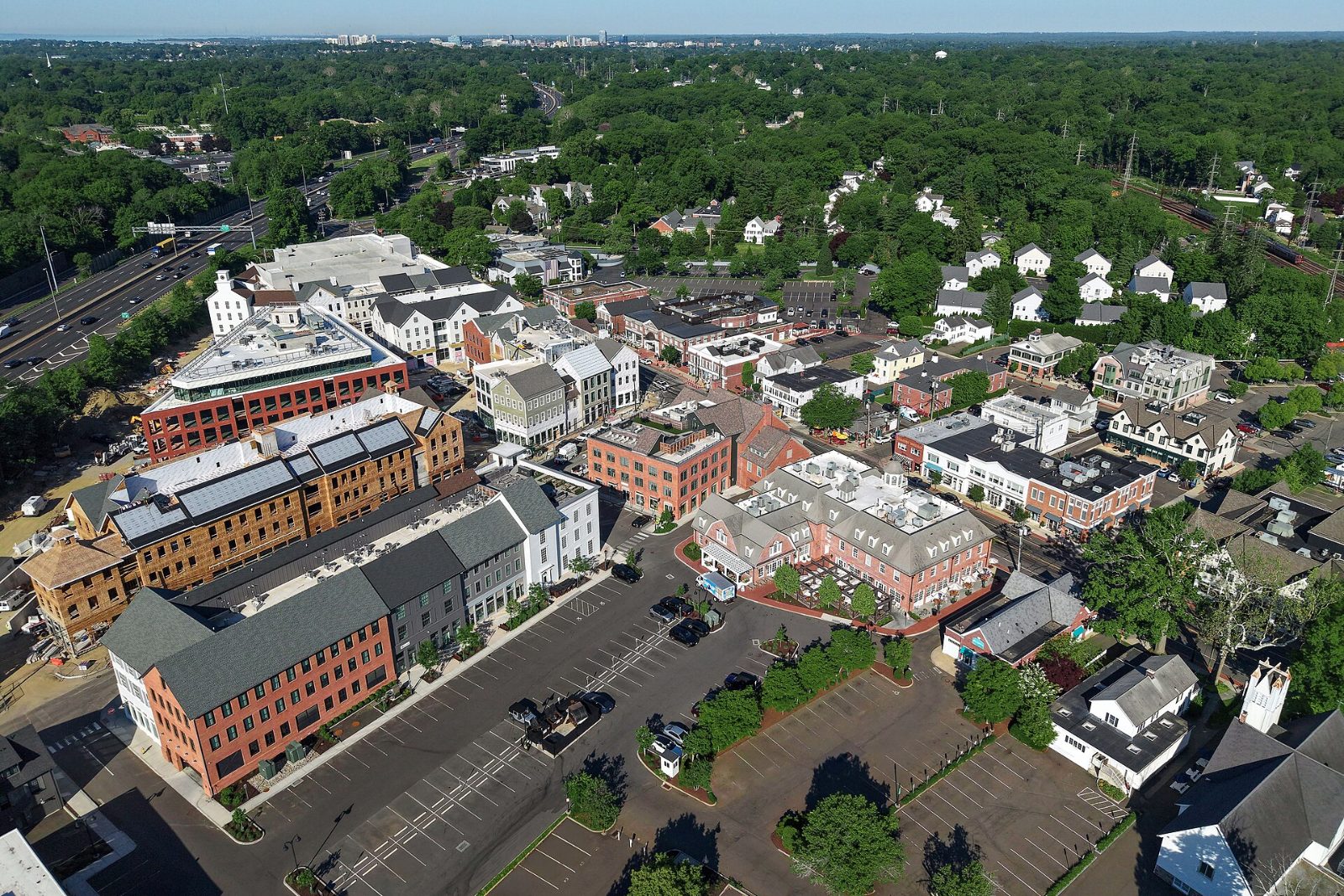 Aerial view of downtown Darien, Connecticut
