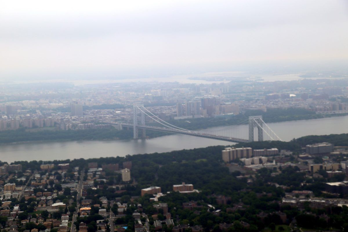 Aerial view of Englewood toward the George Washington Bridge