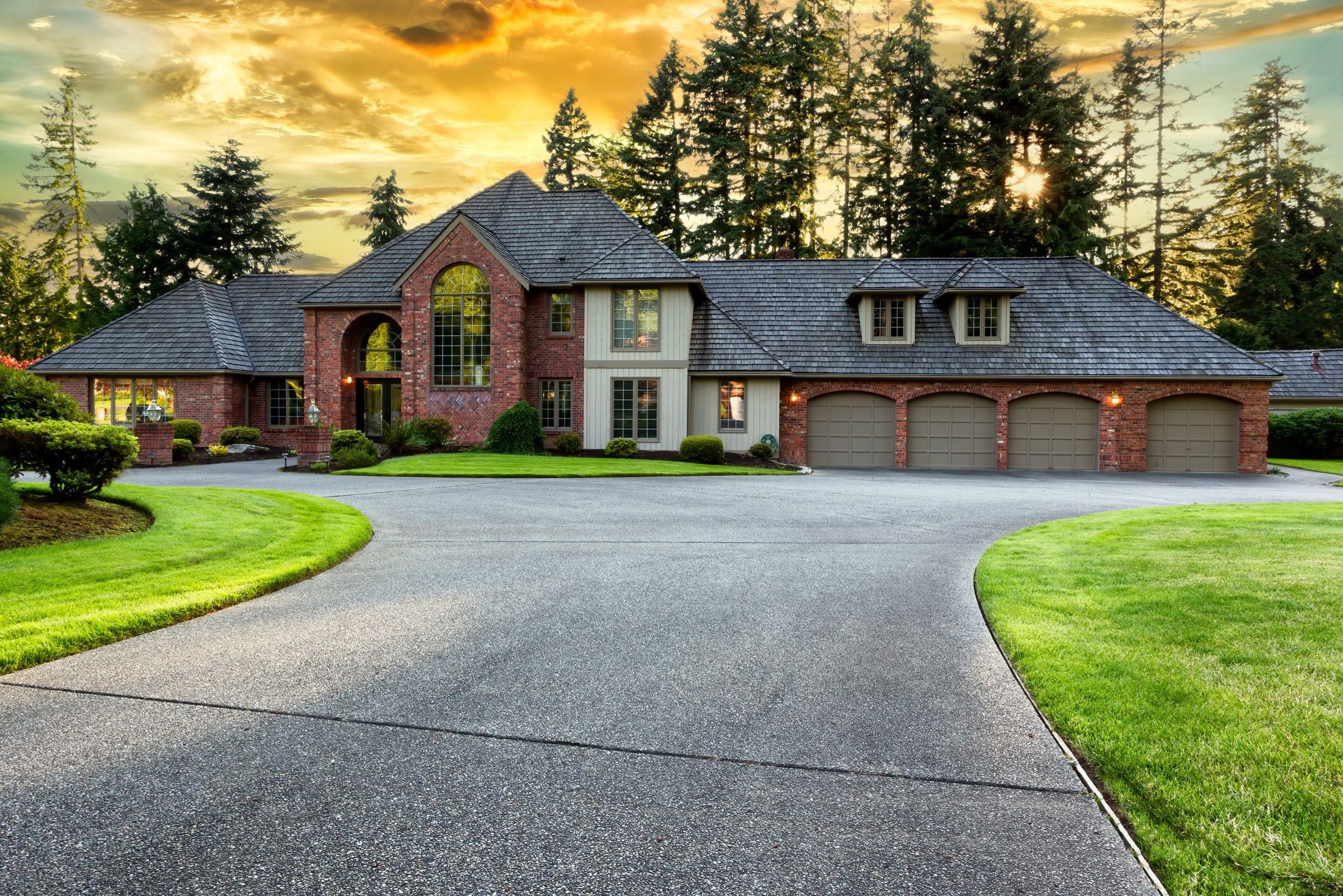 Luxury home at sunset