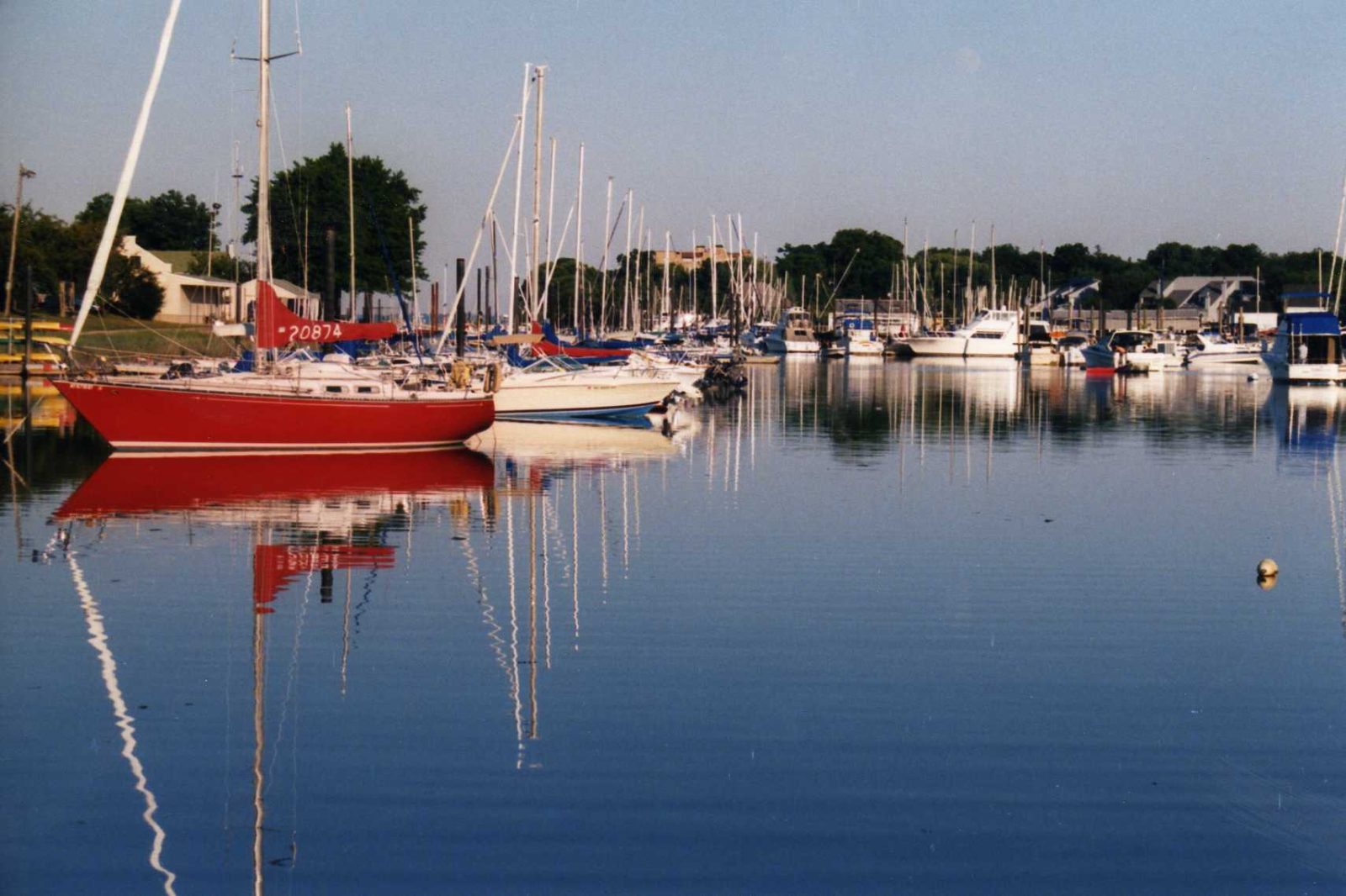 Boats in Mamaroneck Harbor on Long Island Sound