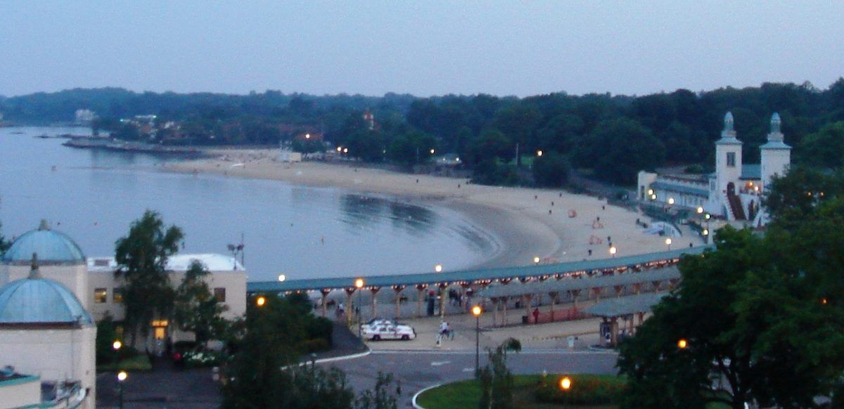 Rye Playland beach at dusk